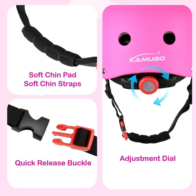 KAMUGO Kids Bike Helmet, Toddler Helmet for Ages 2-8 Boys Girls with Sports Protective Gear Set Knee Elbow Wrist Pads for Skateboard Cycling Scooter Rollerblading - Image 5